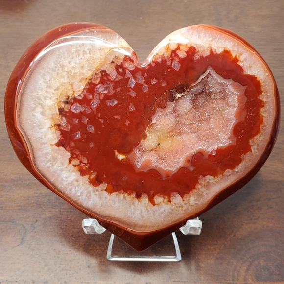 Carnelian Crystal Heart With Druzy - Picture 4 of 12
